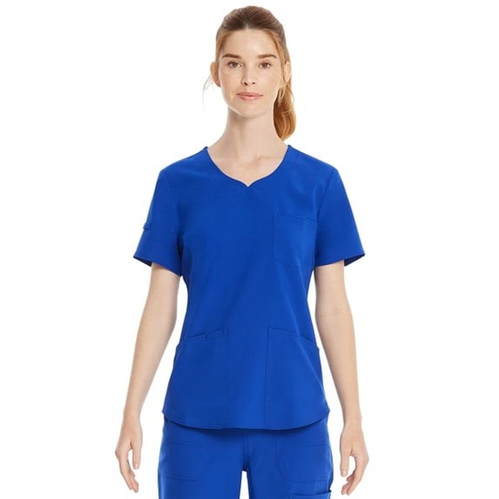 Scrubstar Scrub Top Women's Small Royal Blue Sweetheart 3-Pocket V-Neck